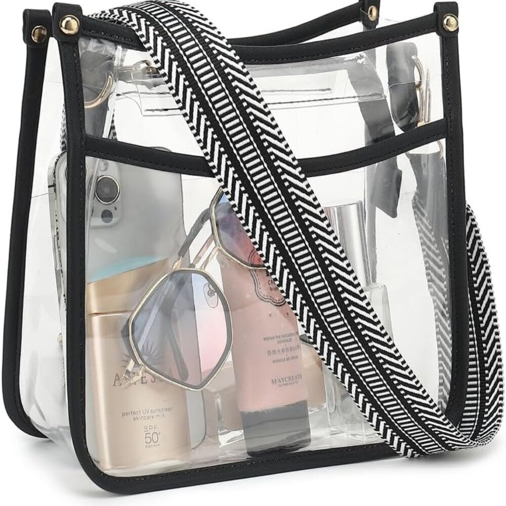 Clear Crossbody Bag Stadium Approved - Clear Purses for Women with Adjustable St